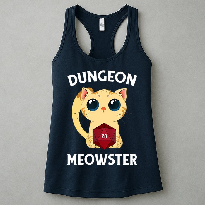 Dungeon Meowster Funny Nerdy Cat D20 RPG Fantasy Game Master Womens Tank Top
