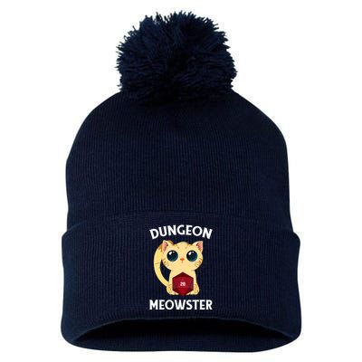 Dungeon Meowster Funny Nerdy Cat D20 RPG Fantasy Game Master Pom Pom 12in Knit Beanie