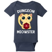 Dungeon Meowster Funny Nerdy Cat D20 RPG Fantasy Game Master Baby Bodysuit