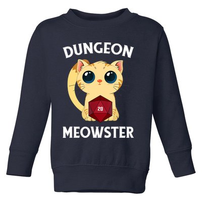 Dungeon Meowster Funny Nerdy Cat D20 RPG Fantasy Game Master Toddler Sweatshirt