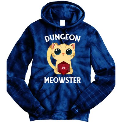 Dungeon Meowster Funny Nerdy Cat D20 RPG Fantasy Game Master Tie Dye Hoodie