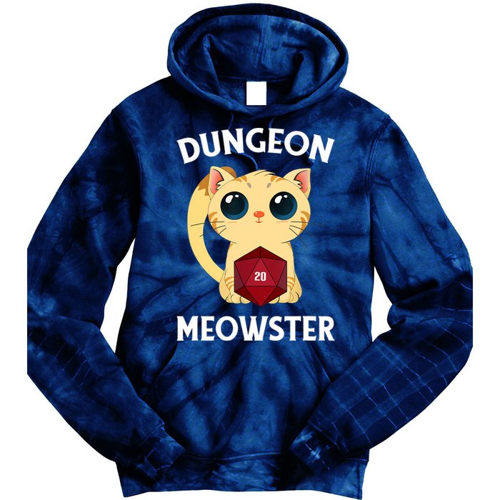 Dungeon Meowster Funny Nerdy Cat D20 RPG Fantasy Game Master Tie Dye Hoodie