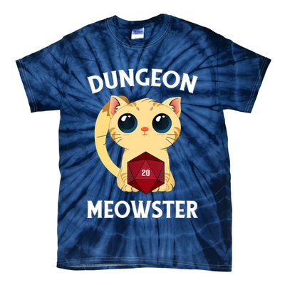 Dungeon Meowster Funny Nerdy Cat D20 RPG Fantasy Game Master Tie-Dye T-Shirt