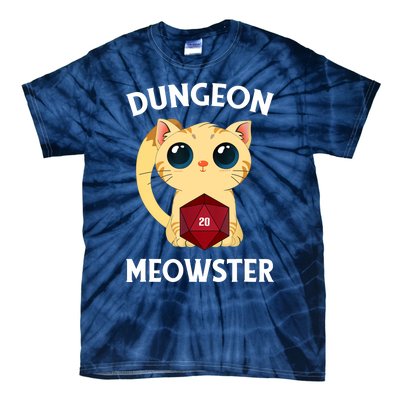 Dungeon Meowster Funny Nerdy Cat D20 RPG Fantasy Game Master Tie-Dye T-Shirt