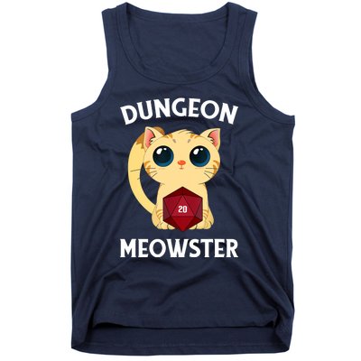 Dungeon Meowster Funny Nerdy Cat D20 RPG Fantasy Game Master Tank Top