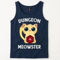 Dungeon Meowster Funny Nerdy Cat D20 RPG Fantasy Game Master Tank Top
