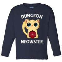 Dungeon Meowster Funny Nerdy Cat D20 RPG Fantasy Game Master Toddler Long Sleeve Shirt