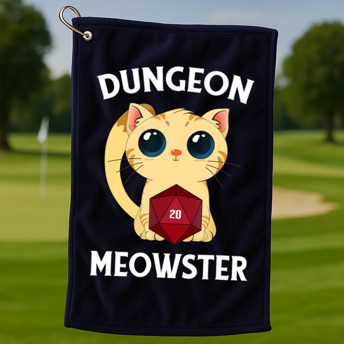 Dungeon Meowster Funny Nerdy Cat D20 RPG Fantasy Game Master Golf Towel