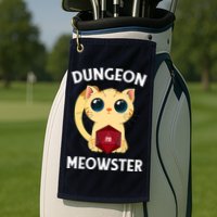 Dungeon Meowster Funny Nerdy Cat D20 RPG Fantasy Game Master Golf Towel