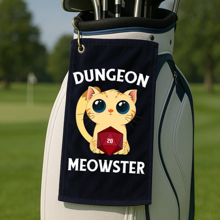 Dungeon Meowster Funny Nerdy Cat D20 RPG Fantasy Game Master Golf Towel