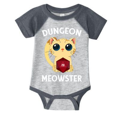 Dungeon Meowster Funny Nerdy Cat D20 RPG Fantasy Game Master Infant Baby Jersey Bodysuit