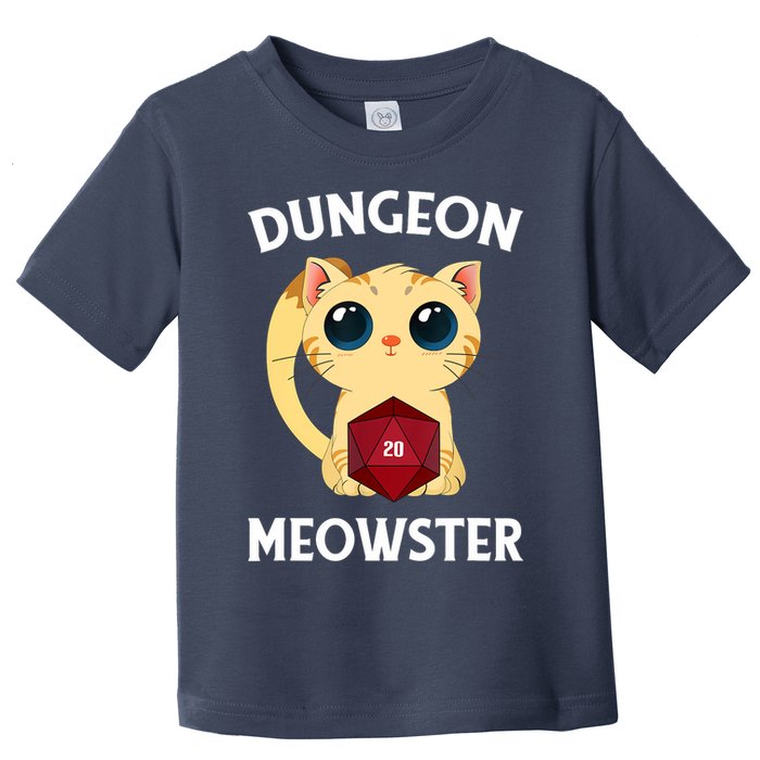 Dungeon Meowster Funny Nerdy Cat D20 RPG Fantasy Game Master Toddler T-Shirt