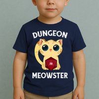 Dungeon Meowster Funny Nerdy Cat D20 RPG Fantasy Game Master Toddler T-Shirt