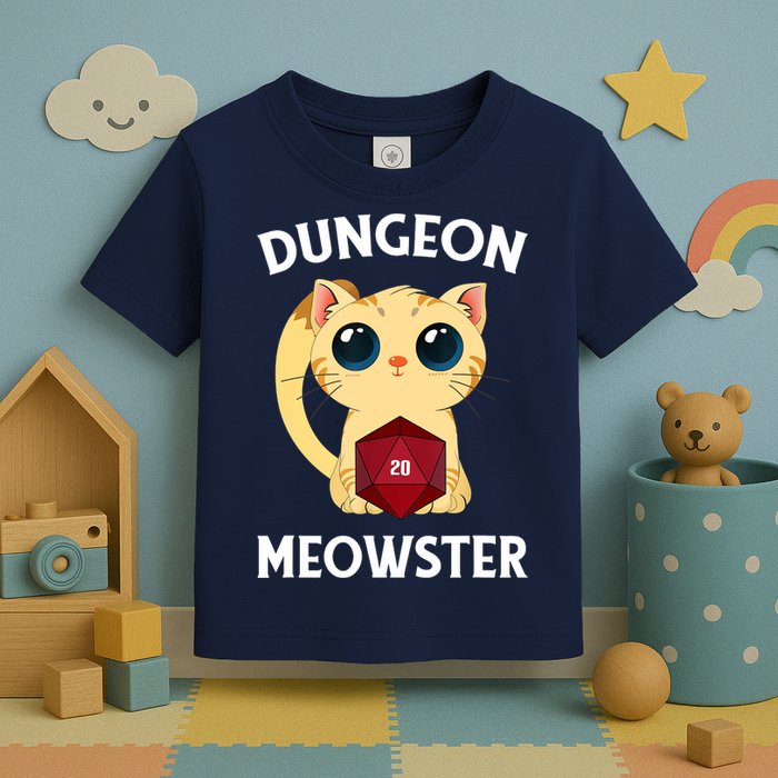 Dungeon Meowster Funny Nerdy Cat D20 RPG Fantasy Game Master Toddler T-Shirt
