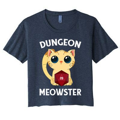 Dungeon Meowster Funny Nerdy Cat D20 RPG Fantasy Game Master Crop Top