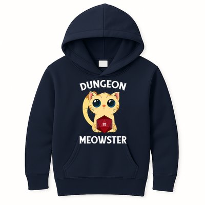Dungeon Meowster Funny Nerdy Cat D20 RPG Fantasy Game Master Kids Hoodie
