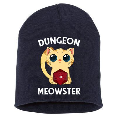 Dungeon Meowster Funny Nerdy Cat D20 RPG Fantasy Game Master Short Acrylic Beanie