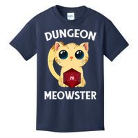Dungeon Meowster Funny Nerdy Cat D20 RPG Fantasy Game Master Kids T-Shirt