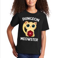 Dungeon Meowster Funny Nerdy Cat D20 RPG Fantasy Game Master Kids T-Shirt