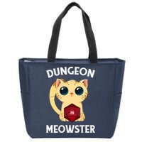 Dungeon Meowster Funny Nerdy Cat D20 RPG Fantasy Game Master Zip Tote Bag