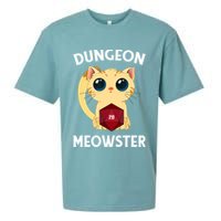 Dungeon Meowster Funny Nerdy Cat D20 RPG Fantasy Game Master Sueded Cloud Jersey T-Shirt
