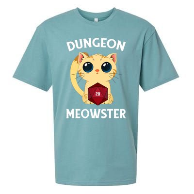 Dungeon Meowster Funny Nerdy Cat D20 RPG Fantasy Game Master Sueded Cloud Jersey T-Shirt