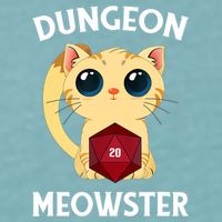 Dungeon Meowster Funny Nerdy Cat D20 RPG Fantasy Game Master Sueded Cloud Jersey T-Shirt