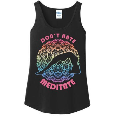 Don't-Hate Meditate Funny Yoga Meditation Lover Ladies Essential Tank