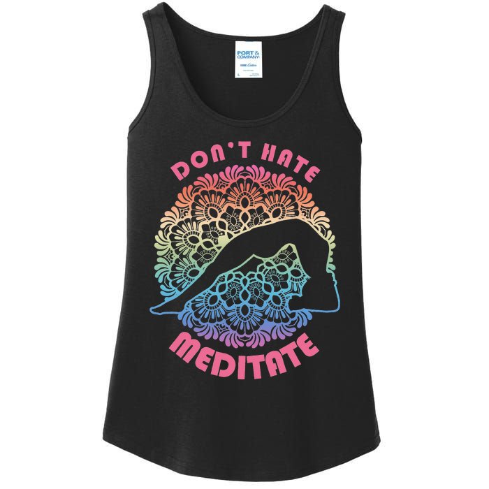 Don't-Hate Meditate Funny Yoga Meditation Lover Ladies Essential Tank