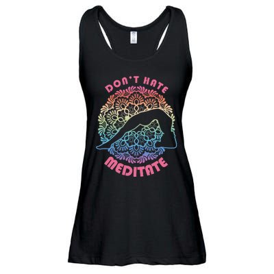 Don't-Hate Meditate Funny Yoga Meditation Lover Ladies Essential Flowy Tank