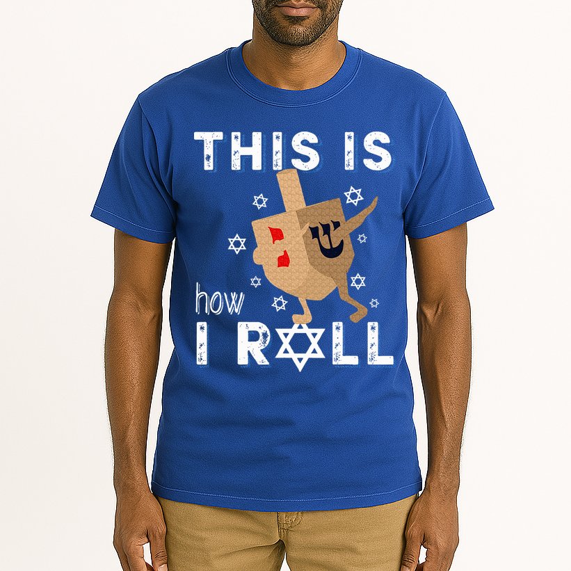 Dreidel Menorah Funny Hanukkah Gift This Is How I Roll  Tall T-Shirt