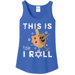 Dreidel Menorah Funny Hanukkah Gift This Is How I Roll  Ladies Essential Tank