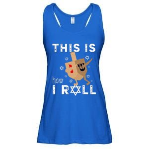 Dreidel Menorah Funny Hanukkah Gift This Is How I Roll  Ladies Essential Flowy Tank