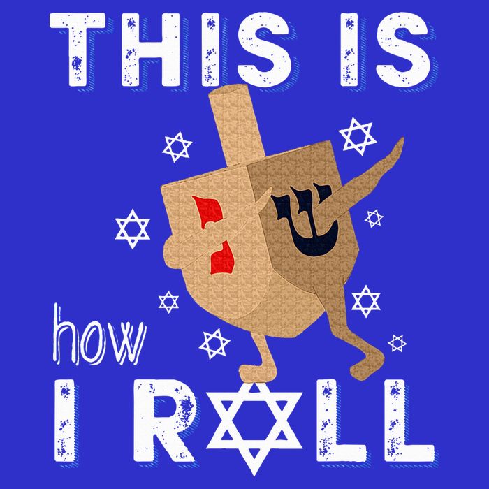 Dreidel Menorah Funny Hanukkah Gift This Is How I Roll  Women's V-Neck T-Shirt