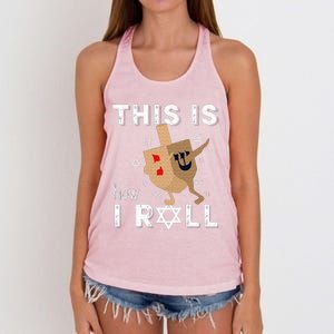 Dreidel Menorah Funny Hanukkah Gift This Is How I Roll  Women's Knotted Racerback Tank