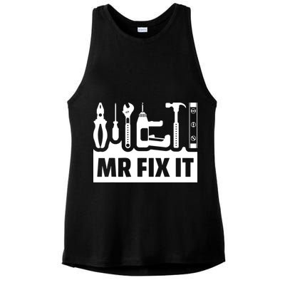 Dad Mr Fix It Funny Fathers Day For Father Of A Son Daddy Ladies PosiCharge Tri-Blend Wicking Tank