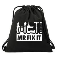 Dad Mr Fix It Funny Fathers Day For Father Of A Son Daddy Drawstring Bag