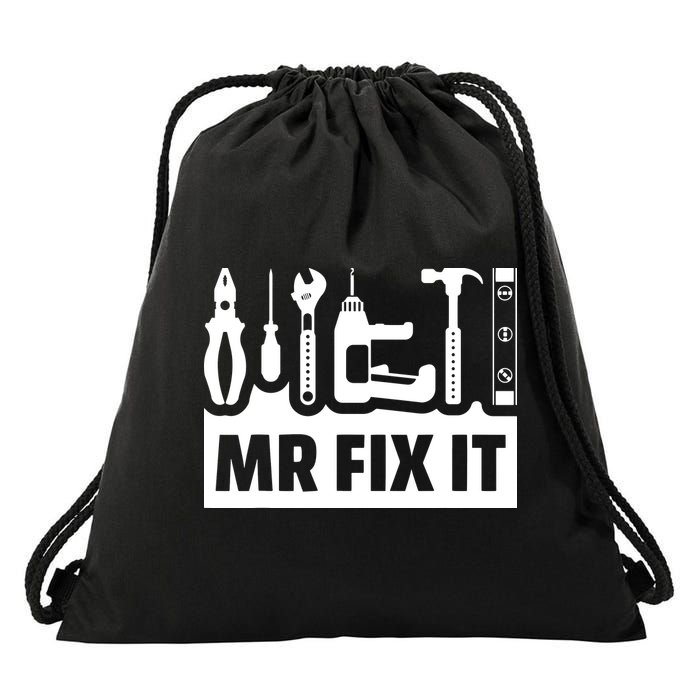 Dad Mr Fix It Funny Fathers Day For Father Of A Son Daddy Drawstring Bag