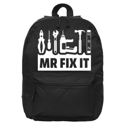 Dad Mr Fix It Funny Fathers Day For Father Of A Son Daddy 16 in Basic Backpack
