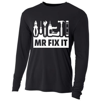Dad Mr Fix It Funny Fathers Day For Father Of A Son Daddy Cooling Performance Long Sleeve Crew