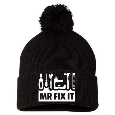 Dad Mr Fix It Funny Fathers Day For Father Of A Son Daddy Pom Pom 12in Knit Beanie