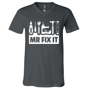 Dad Mr Fix It Funny Fathers Day For Father Of A Son Daddy V-Neck T-Shirt