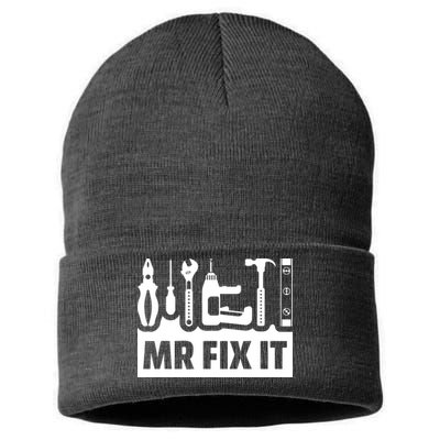 Dad Mr Fix It Funny Fathers Day For Father Of A Son Daddy Sustainable Knit Beanie
