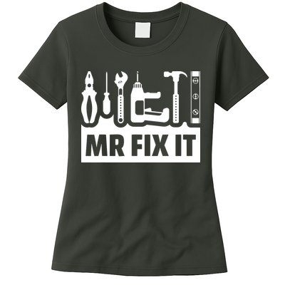 Dad Mr Fix It Funny Fathers Day For Father Of A Son Daddy Womens T-Shirt