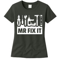 Dad Mr Fix It Funny Fathers Day For Father Of A Son Daddy Womens T-Shirt