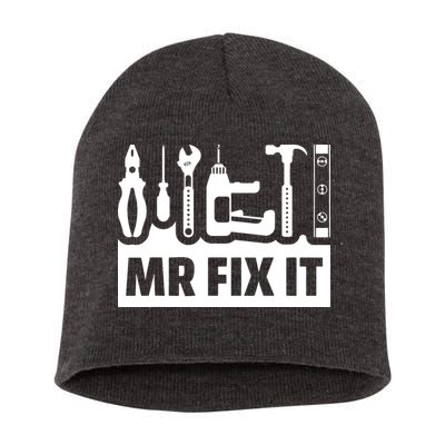 Dad Mr Fix It Funny Fathers Day For Father Of A Son Daddy Short Acrylic Beanie