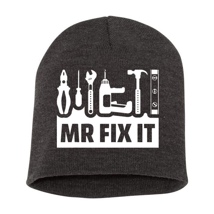Dad Mr Fix It Funny Fathers Day For Father Of A Son Daddy Short Acrylic Beanie