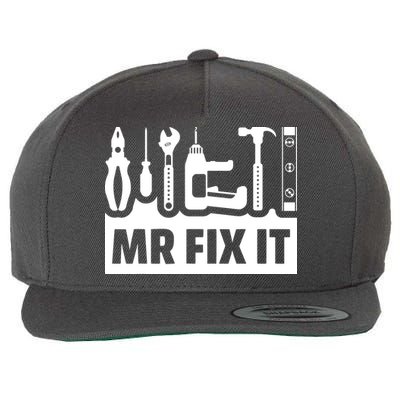 Dad Mr Fix It Funny Fathers Day For Father Of A Son Daddy Wool Snapback Cap