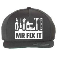 Dad Mr Fix It Funny Fathers Day For Father Of A Son Daddy Wool Snapback Cap
