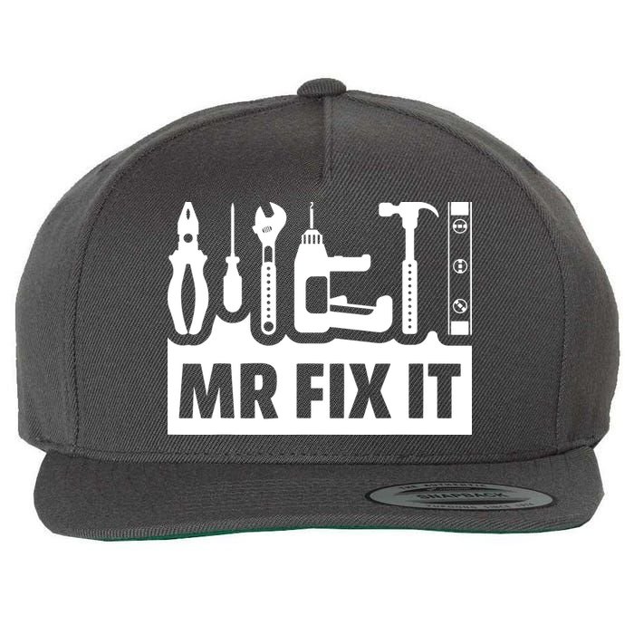 Dad Mr Fix It Funny Fathers Day For Father Of A Son Daddy Wool Snapback Cap
